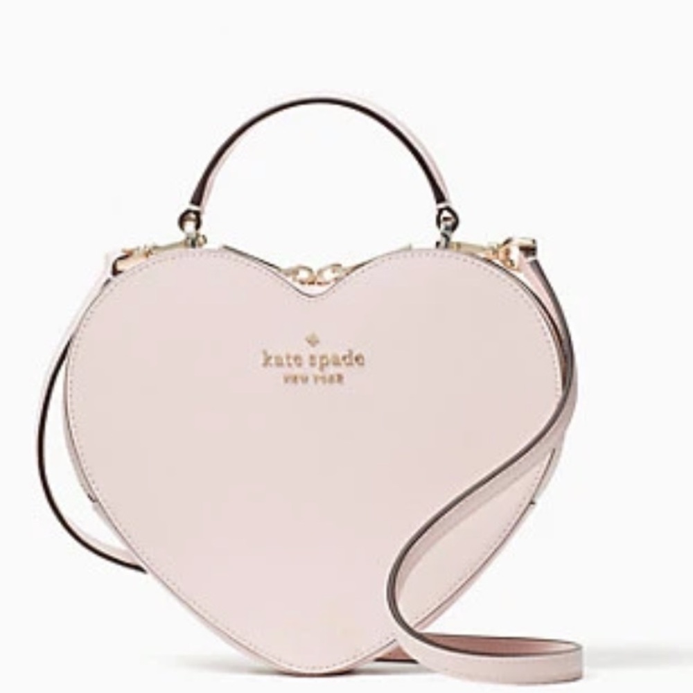 🎁 KATE SPADE BEAUTIFUL CHALK PINK HEART LOVE SHACK CROSSBODY STRAP INCLUDED NEW